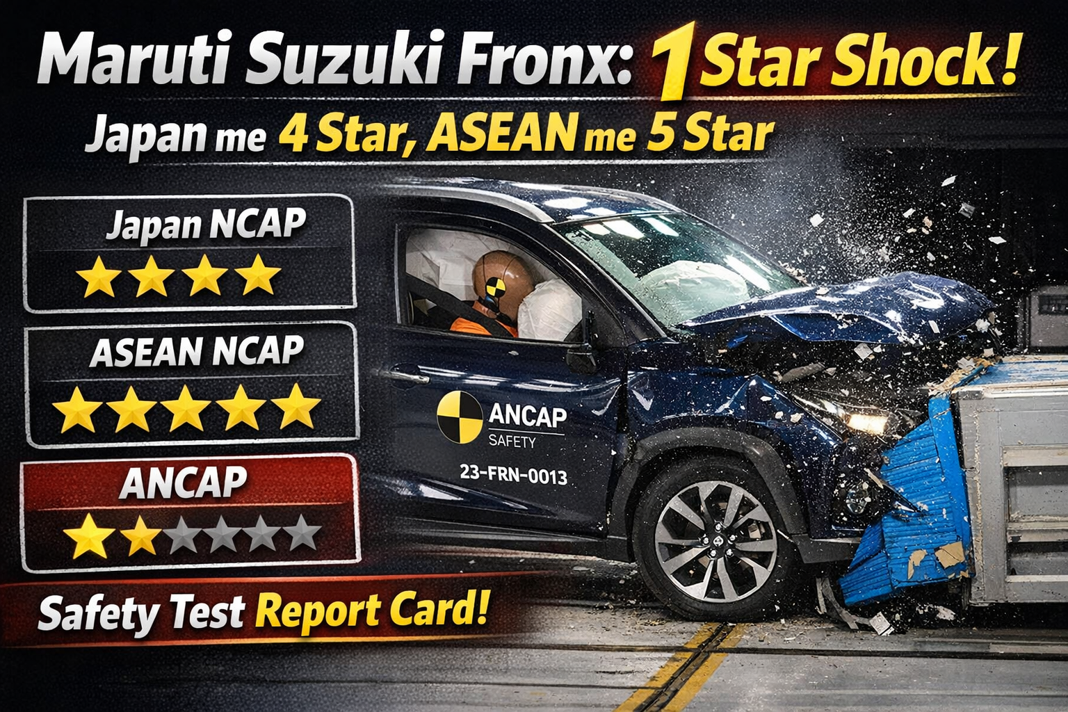 80 Deshon Mein Bikne Wali Made in India Maruti Fronx: Australia Crash Test Mein Sirf 1 Star! Japan-ASEAN Mein 4–5 Star Ka Sach